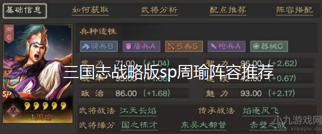 三国志战略版sp周瑜阵容推荐-2022周瑜最强阵容搭配